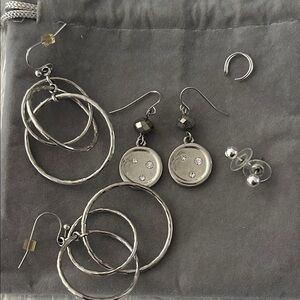 Elegant Silver Hoop and Dangle Earring Set
